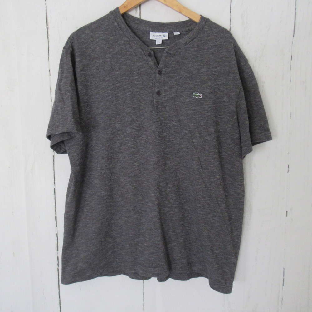 Vince T Shirt 7 XXL Mens Gray Henley Short Sleeve Quiet Luxury Minimalist